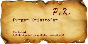 Purger Krisztofer névjegykártya